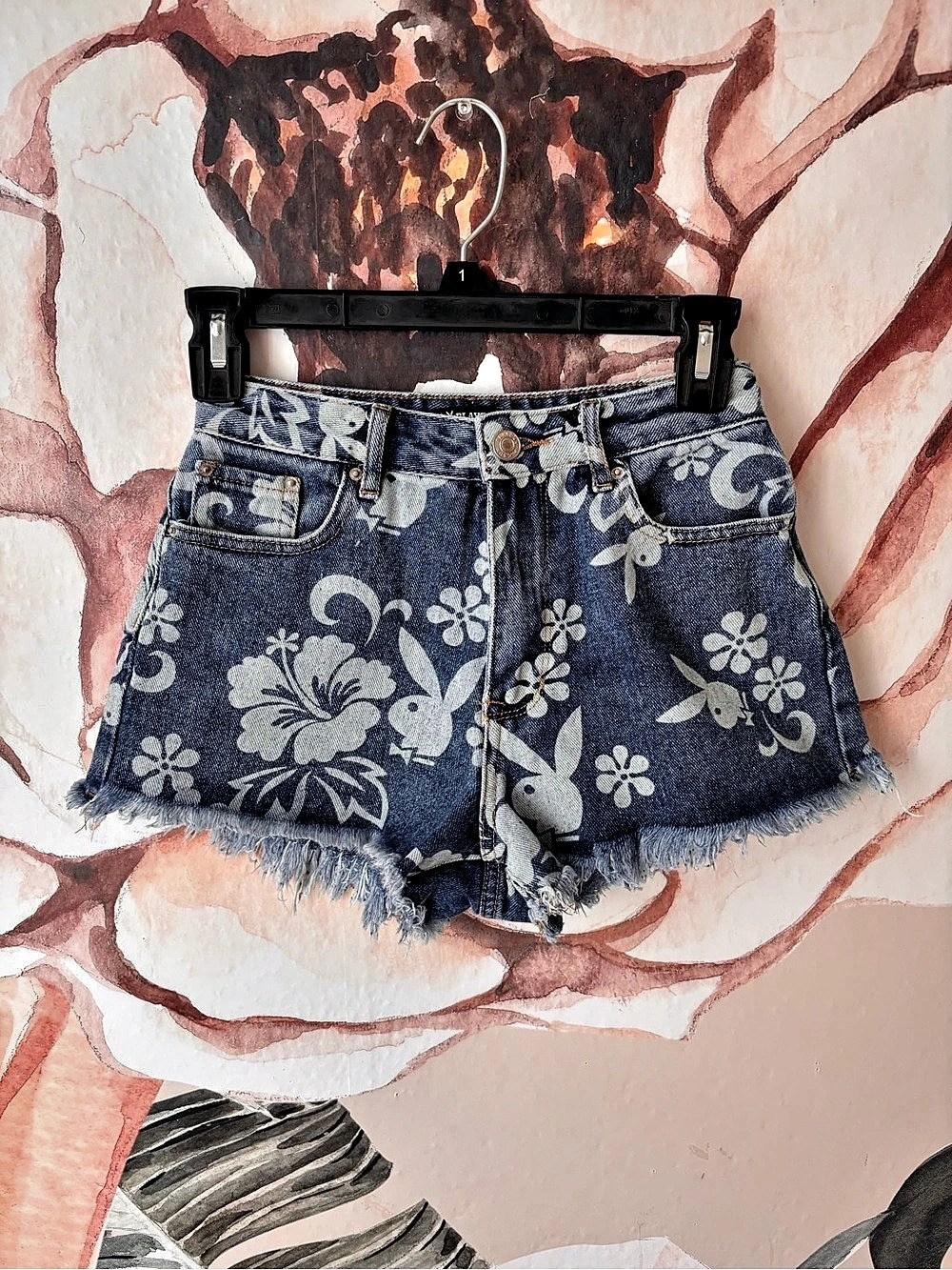 Playboy Floral Denim Shorts Waist 24